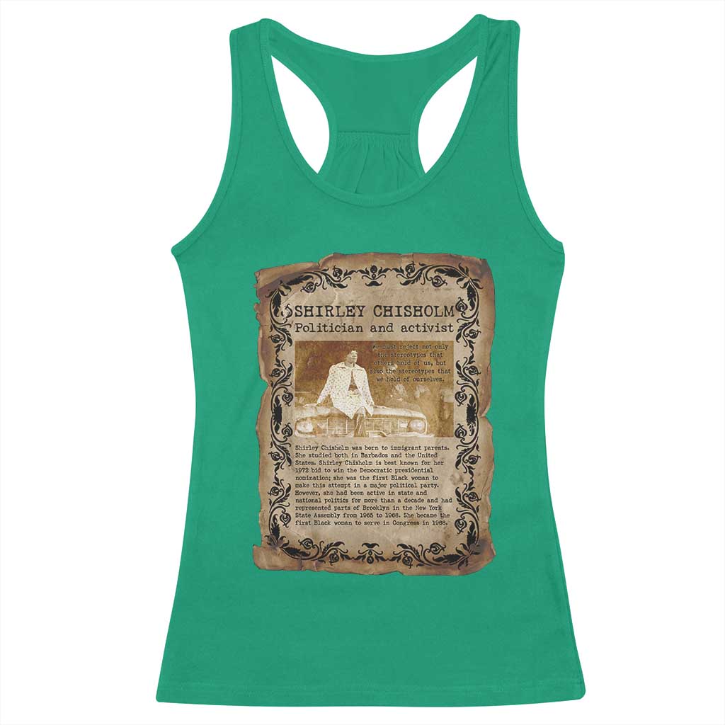 Vintage Newspaper Shirley Chisholm Racerback Tank Top Black History Month Gift TS12 Irish Green Print Your Wear