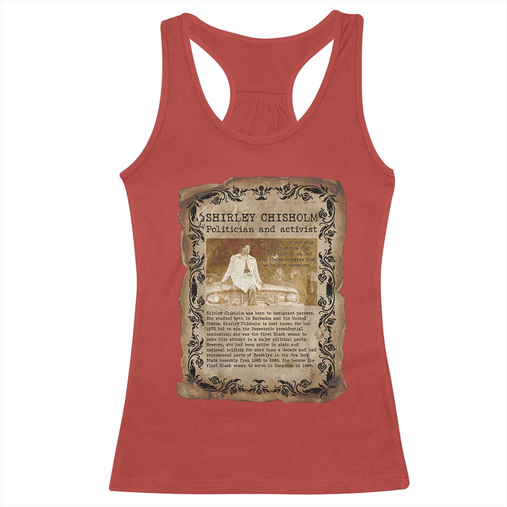 Vintage Newspaper Shirley Chisholm Racerback Tank Top Black History Month Gift TS12 Red Print Your Wear