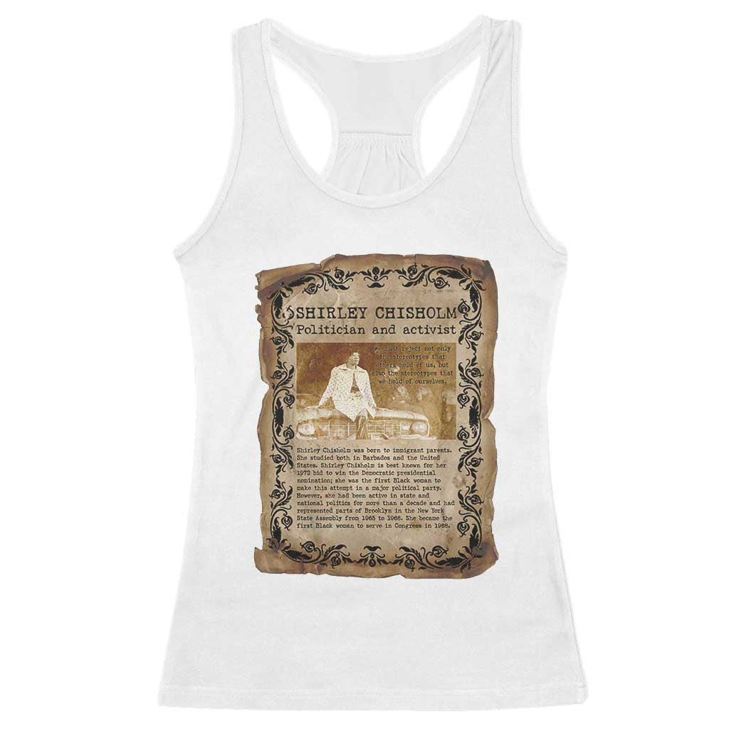 Vintage Newspaper Shirley Chisholm Racerback Tank Top Black History Month Gift TS12 White Print Your Wear