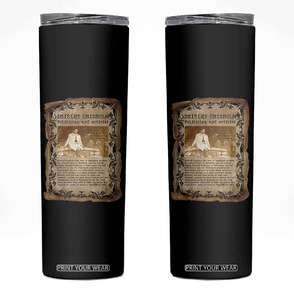 Vintage Newspaper Shirley Chisholm Skinny Tumbler Black History Month Gift TS12 Black Print Your Wear