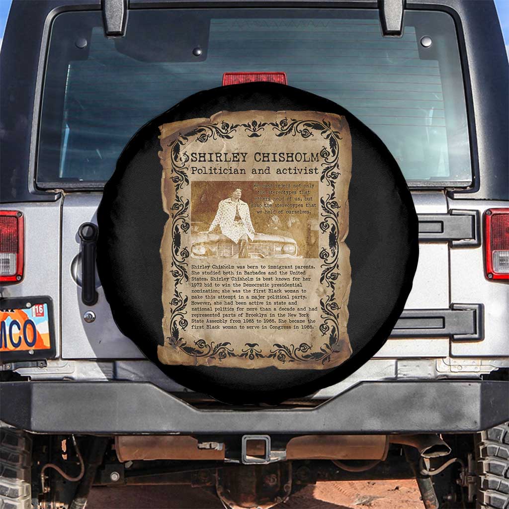 Vintage Newspaper Shirley Chisholm Spare Tire Cover Black History Month Gift TS12 No hole Black Print Your Wear