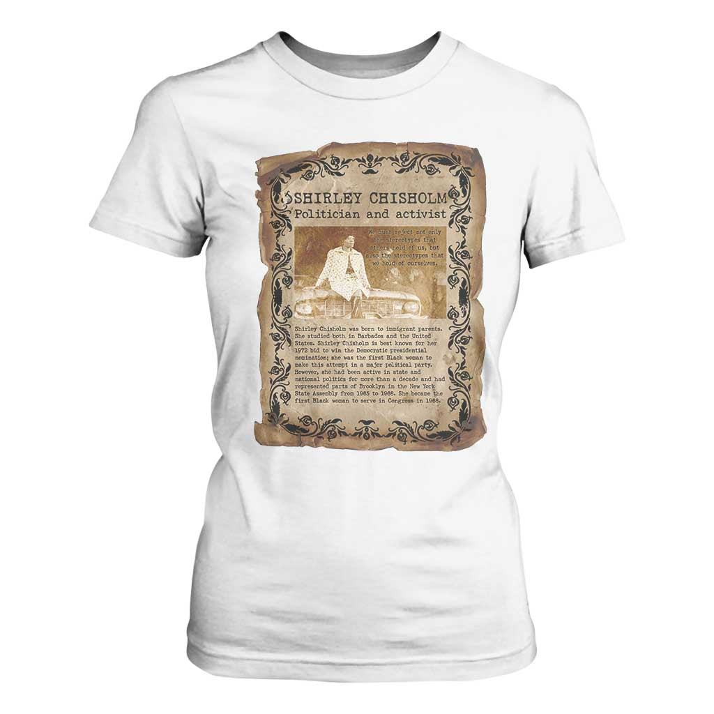 Vintage Newspaper Shirley Chisholm T Shirt For Women Black History Month Gift TS12 White Print Your Wear