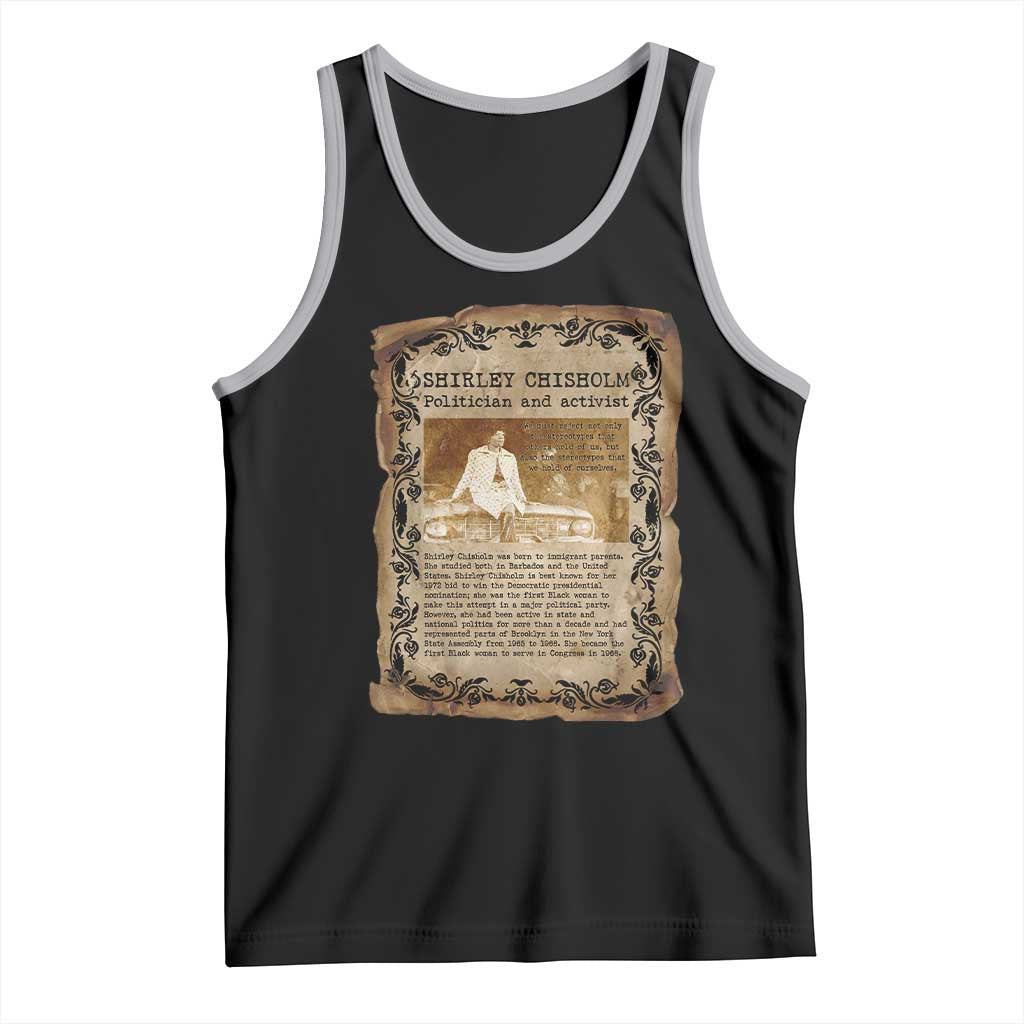 Vintage Newspaper Shirley Chisholm Tank Top Black History Month Gift TS12 Black Athletic Heather Print Your Wear