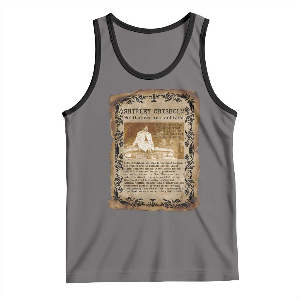 Vintage Newspaper Shirley Chisholm Tank Top Black History Month Gift TS12 Deep Heather Black Print Your Wear