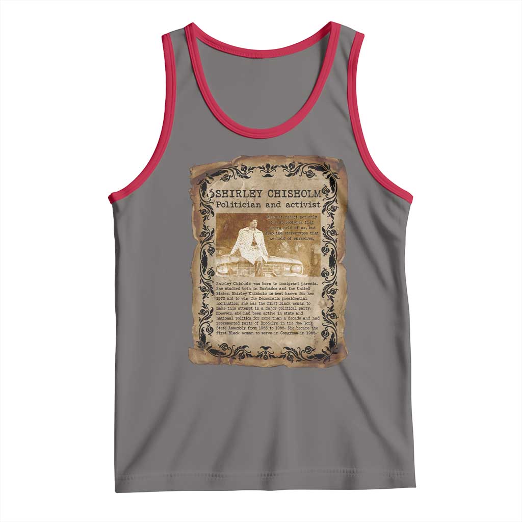 Vintage Newspaper Shirley Chisholm Tank Top Black History Month Gift TS12 Deep Heather Red Print Your Wear