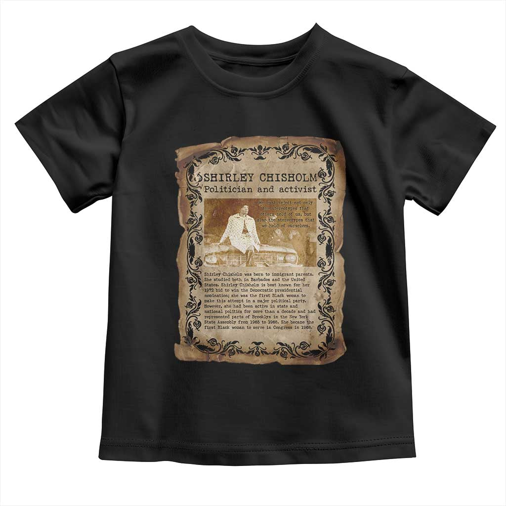 Vintage Newspaper Shirley Chisholm Toddler T Shirt Black History Month Gift TS12 Black Print Your Wear