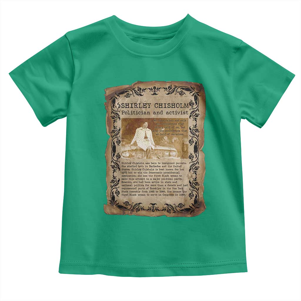 Vintage Newspaper Shirley Chisholm Toddler T Shirt Black History Month Gift TS12 Irish Green Print Your Wear