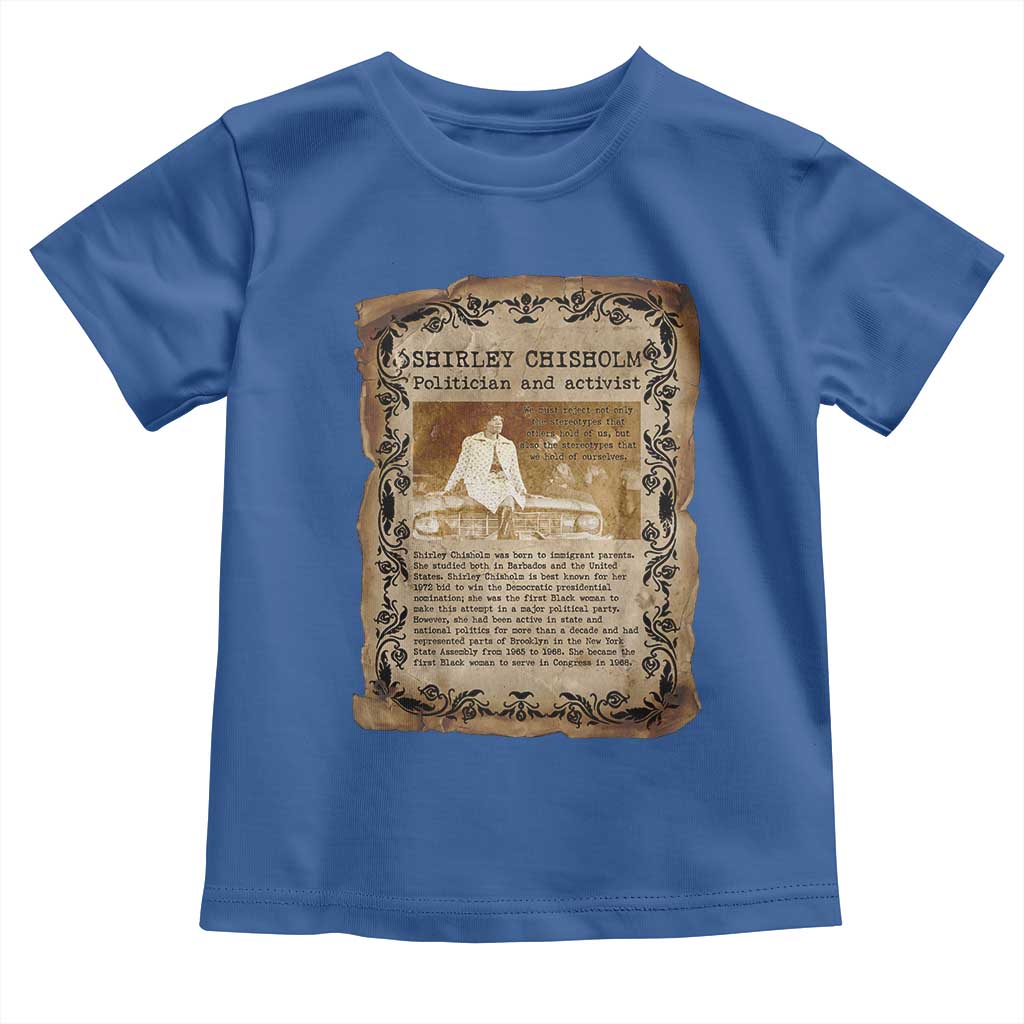 Vintage Newspaper Shirley Chisholm Toddler T Shirt Black History Month Gift TS12 Royal Blue Print Your Wear