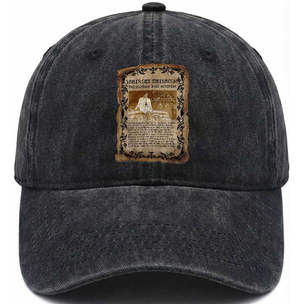 Vintage Newspaper Shirley Chisholm Washed Cotton Baseball Cap Black History Month Gift TS12 Print Your Wear