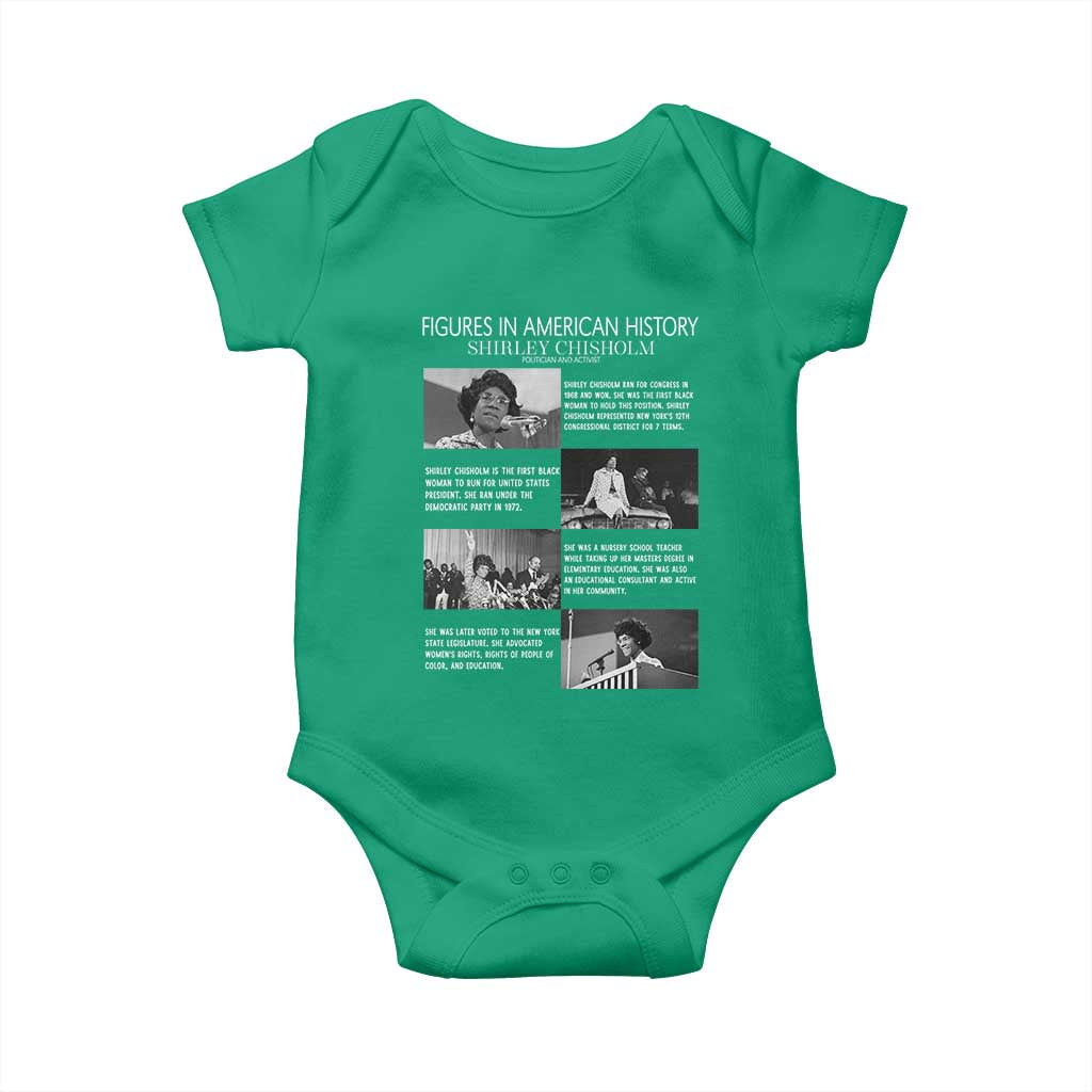 Shirley Chisholm Baby Onesie Black Woman Leadership Icon TS12 Irish Green Print Your Wear