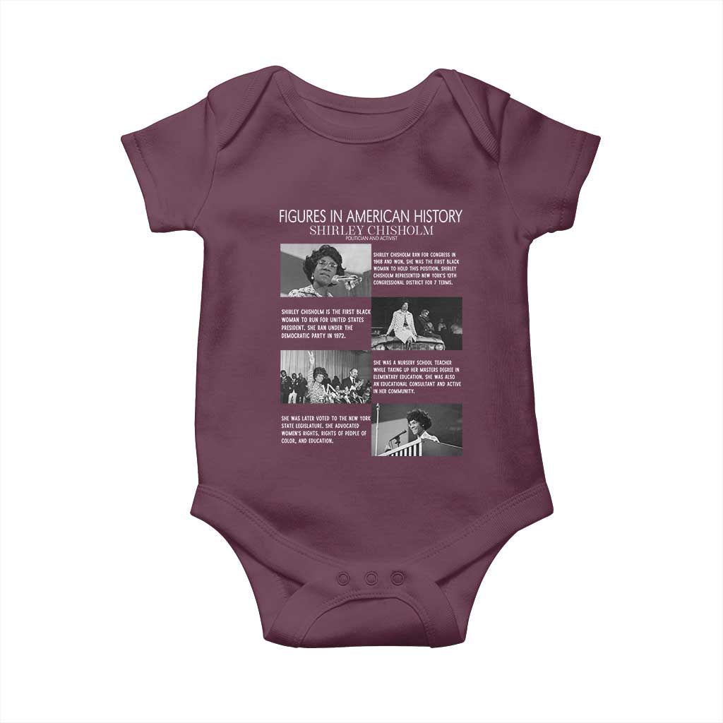 Shirley Chisholm Baby Onesie Black Woman Leadership Icon TS12 Maroon Print Your Wear