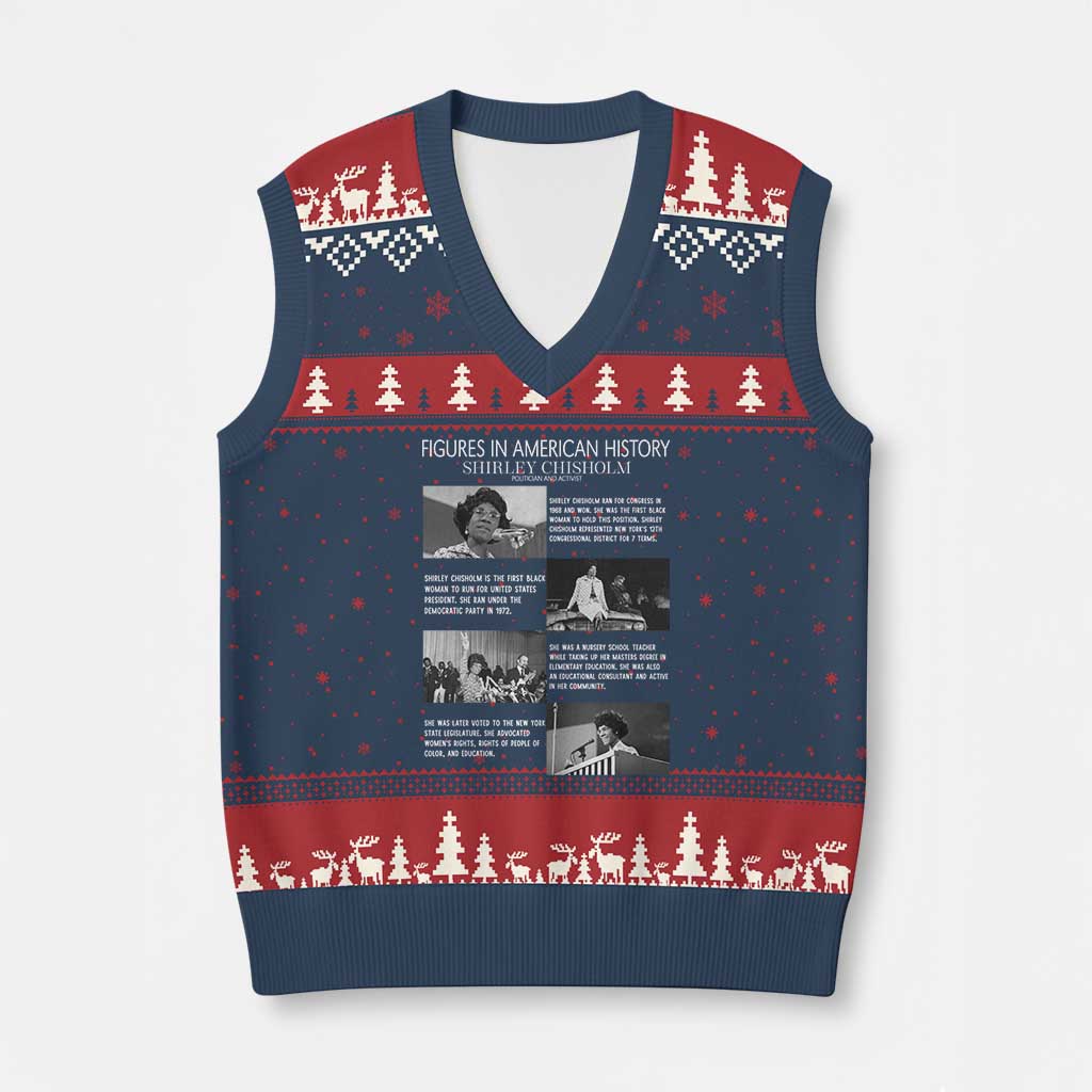 Shirley Chisholm V-Neck Knit Sweater Vest Black Woman Leadership Icon TS12 Navy Red Print Your Wear