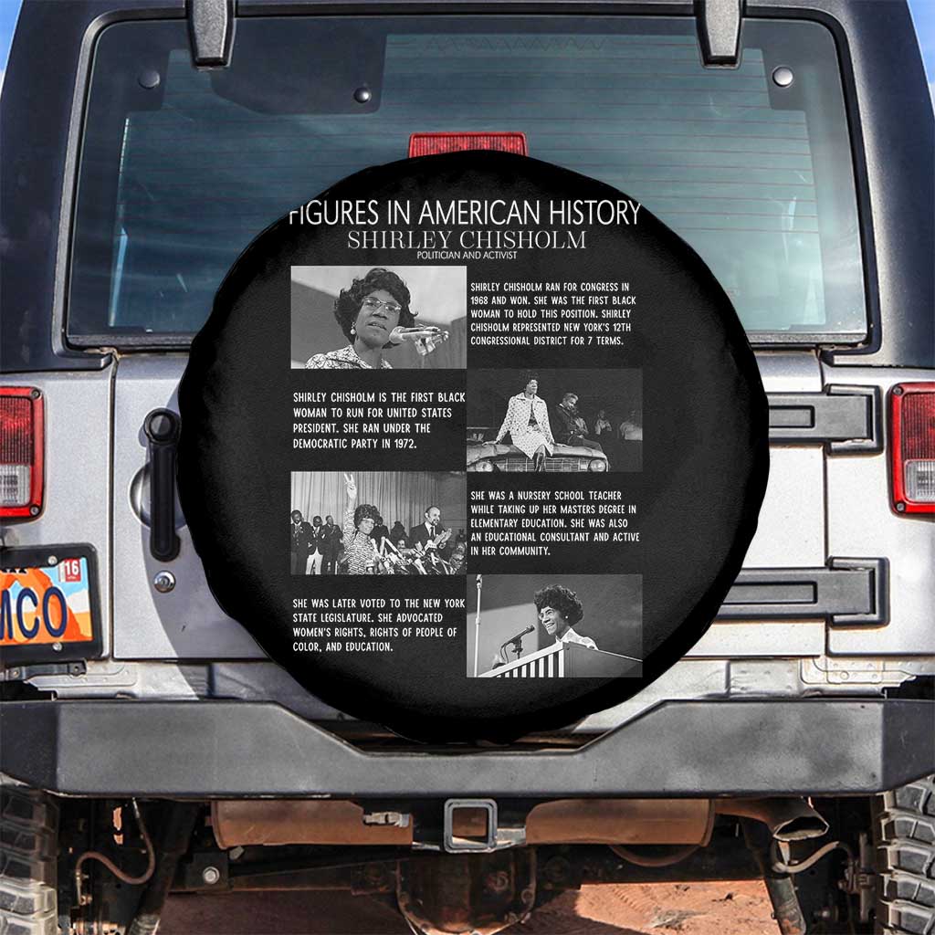 Shirley Chisholm Spare Tire Cover Black Woman Leadership Icon TS12 No hole Black Print Your Wear