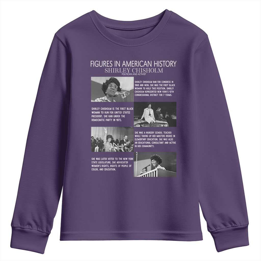 Shirley Chisholm Youth Sweatshirt Black Woman Leadership Icon TS12 Purple Print Your Wear