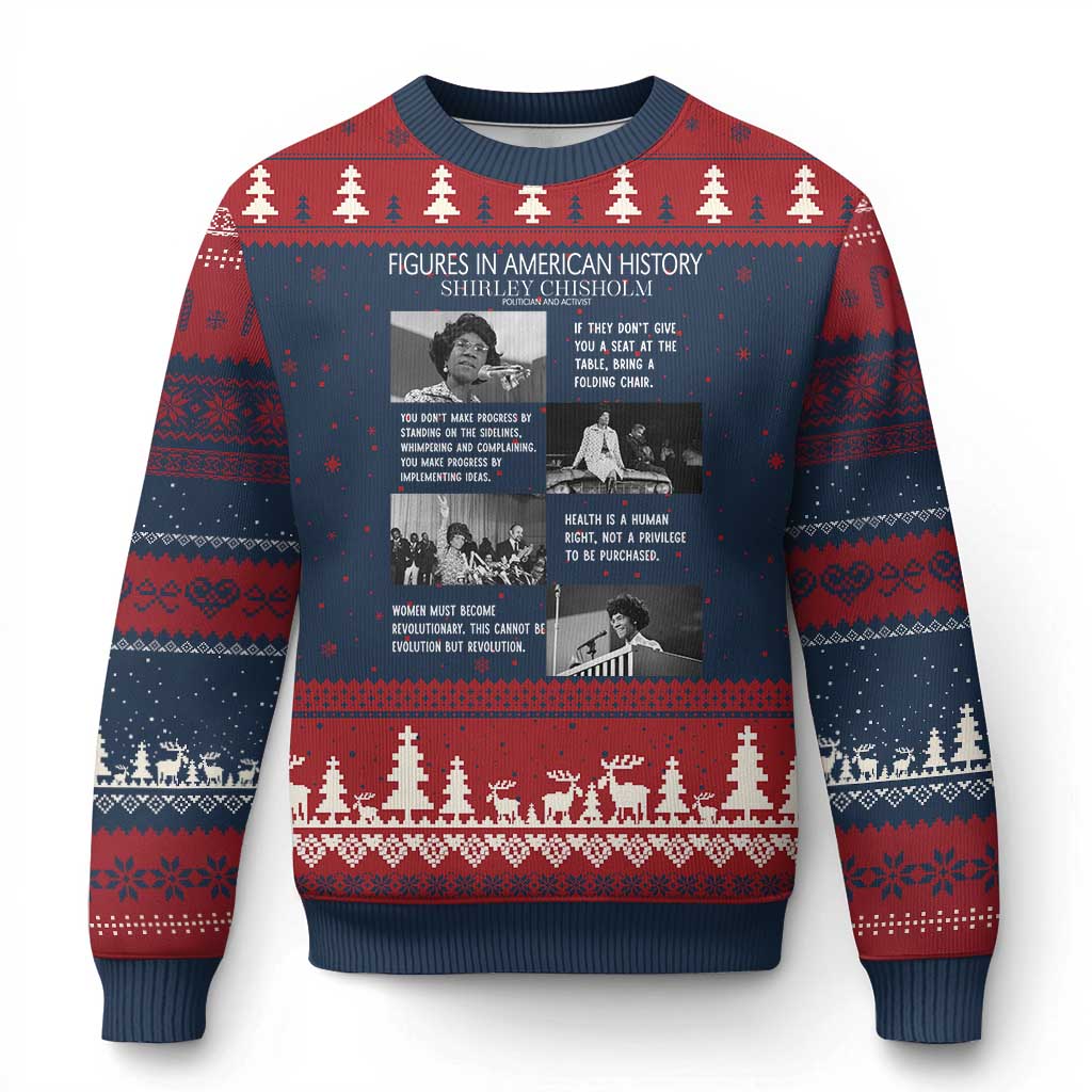 Shirley Chisholm Legacy Ugly Christmas Sweater Civil Rights Woman Leader TS12 Navy Red Print Your Wear