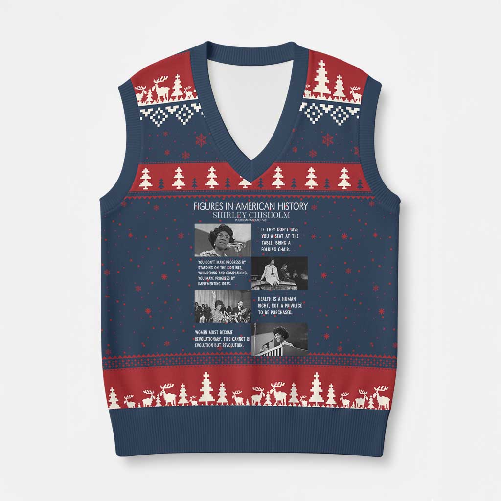 Shirley Chisholm Legacy V-Neck Knit Sweater Vest Civil Rights Woman Leader TS12 Navy Red Print Your Wear