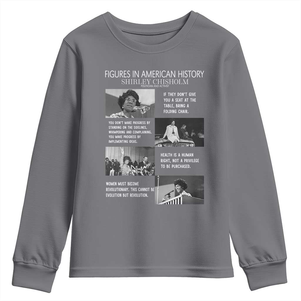 Shirley Chisholm Legacy Youth Sweatshirt Civil Rights Woman Leader TS12 Charcoal Print Your Wear