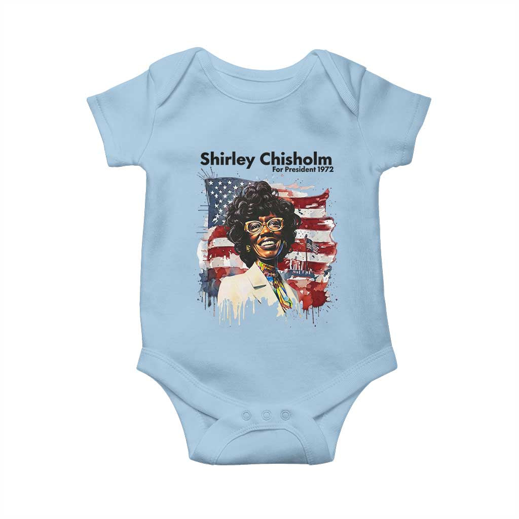Shirley Chisholm For President 1972 With American Flag Baby Onesie TS12 Light Blue Print Your Wear