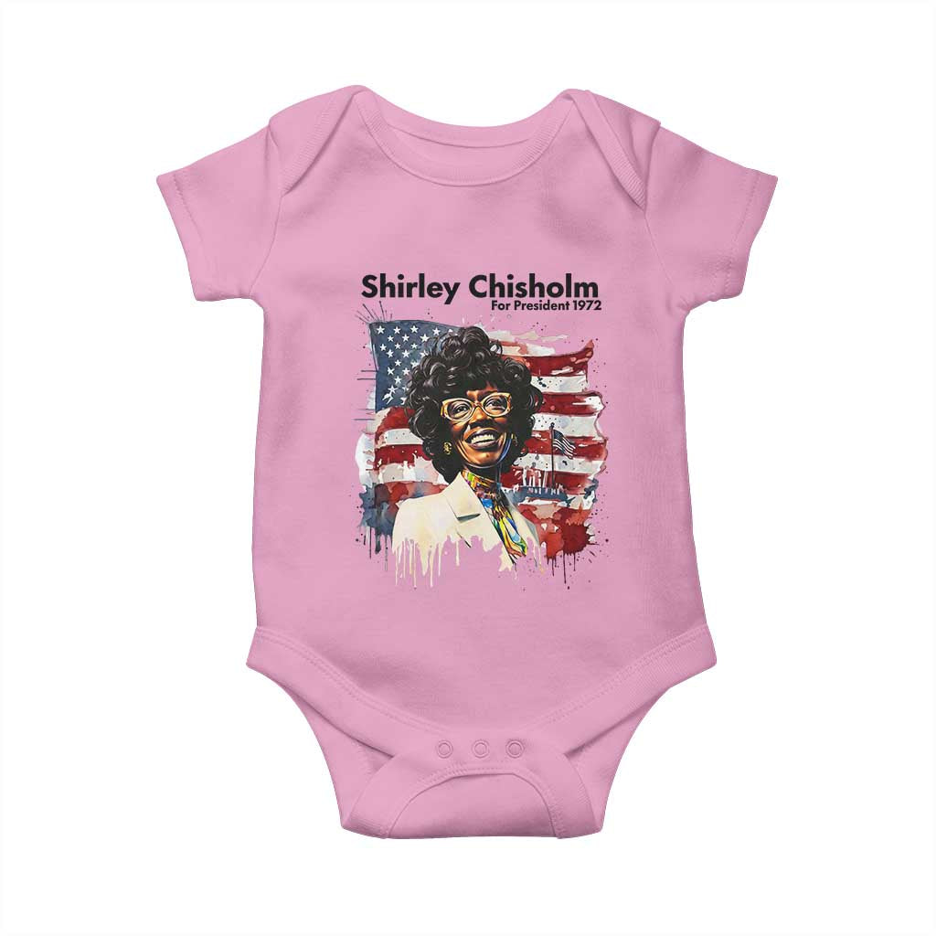 Shirley Chisholm For President 1972 With American Flag Baby Onesie TS12 Light Pink Print Your Wear