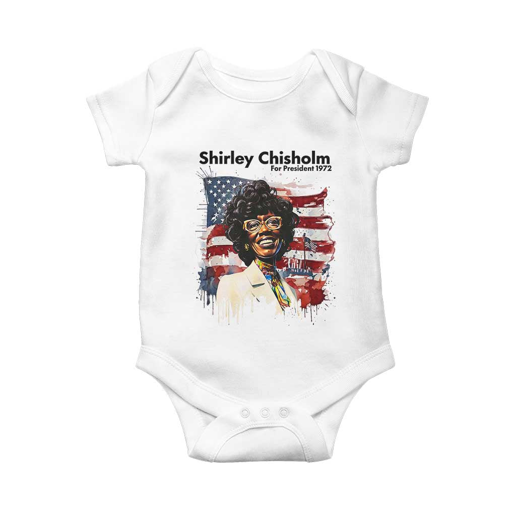 Shirley Chisholm For President 1972 With American Flag Baby Onesie TS12 White Print Your Wear