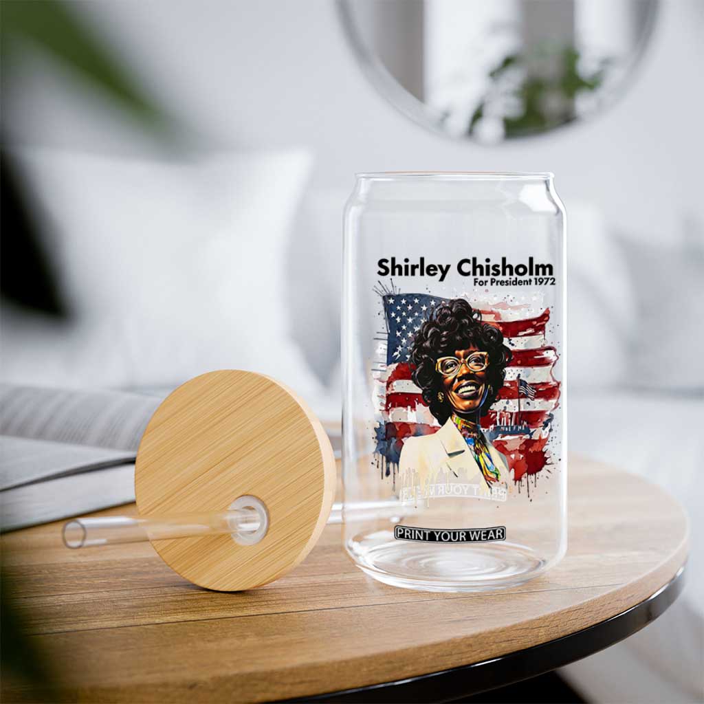 Shirley Chisholm For President 1972 With American Flag Glass Can TS12 Print Your Wear