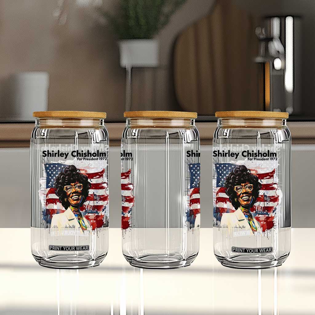 Shirley Chisholm For President 1972 With American Flag Glass Can TS12 Print Your Wear