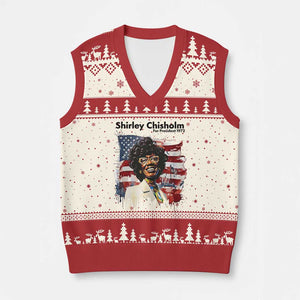 Shirley Chisholm For President 1972 With American Flag V-Neck Knit Sweater Vest TS12 Beige Red Print Your Wear