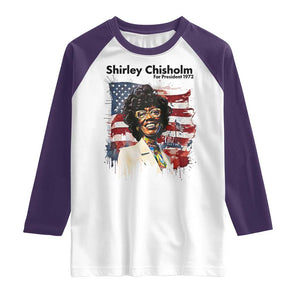 Shirley Chisholm For President 1972 With American Flag Raglan Shirt TS12 White Purple Print Your Wear