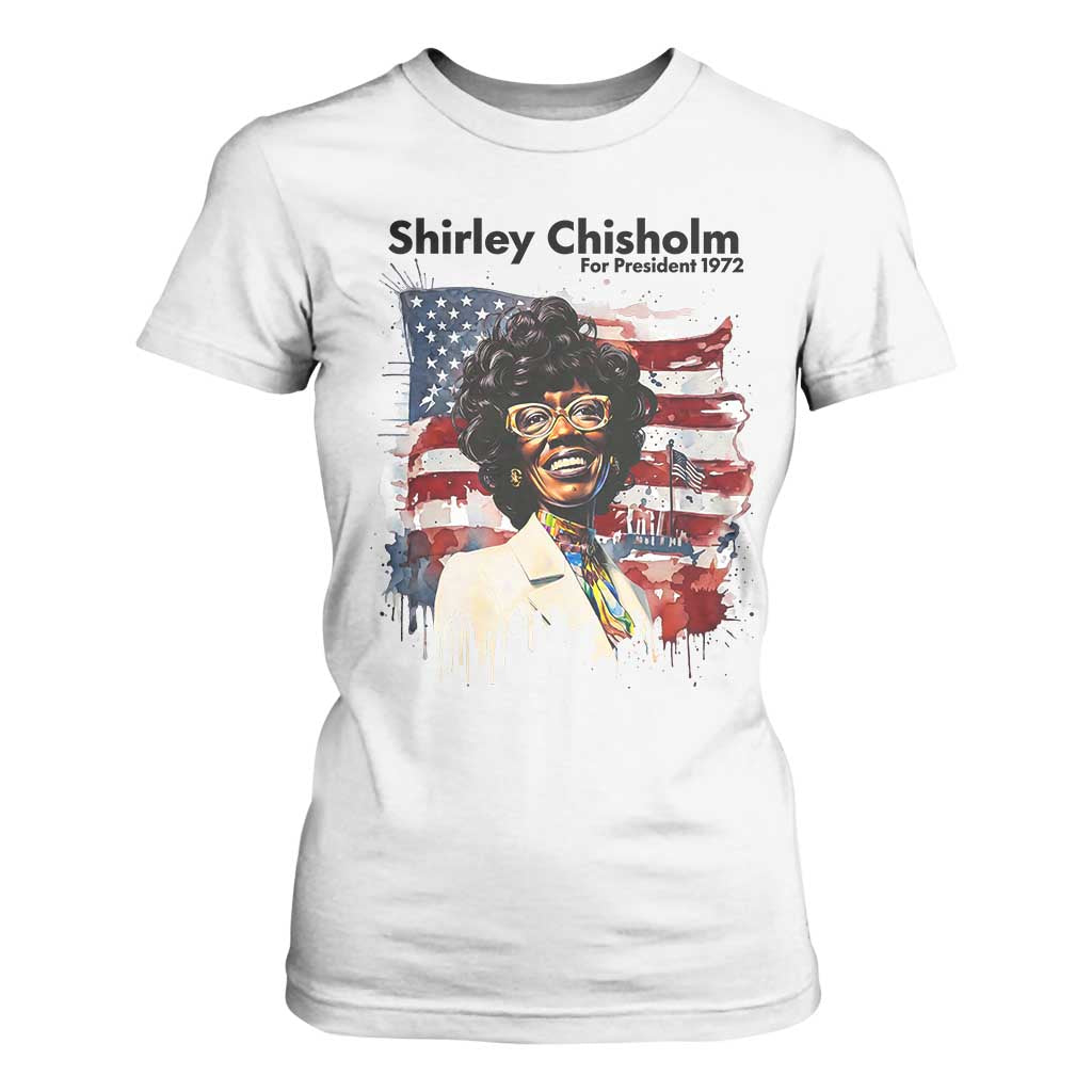Shirley Chisholm For President 1972 With American Flag T Shirt For Women TS12 White Print Your Wear