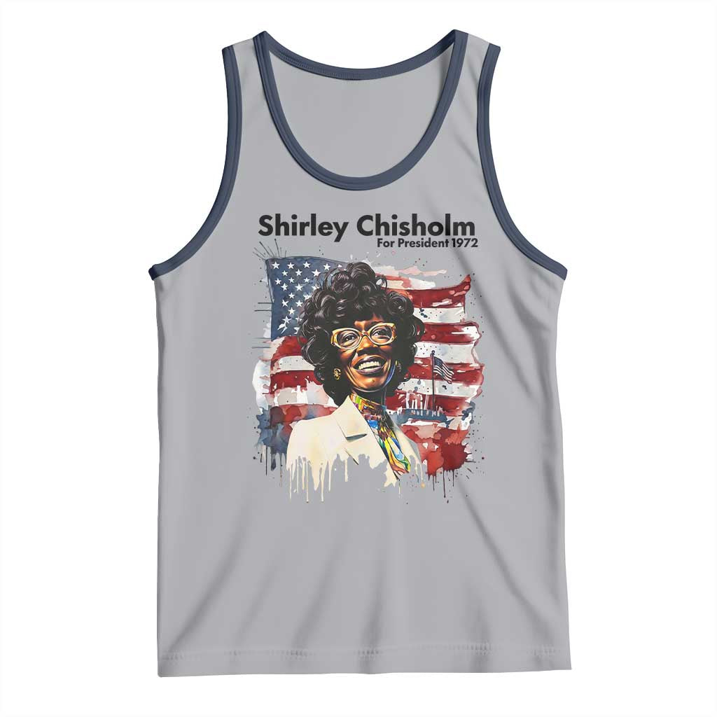 Shirley Chisholm For President 1972 With American Flag Tank Top TS12 Athletic Heather Navy Print Your Wear