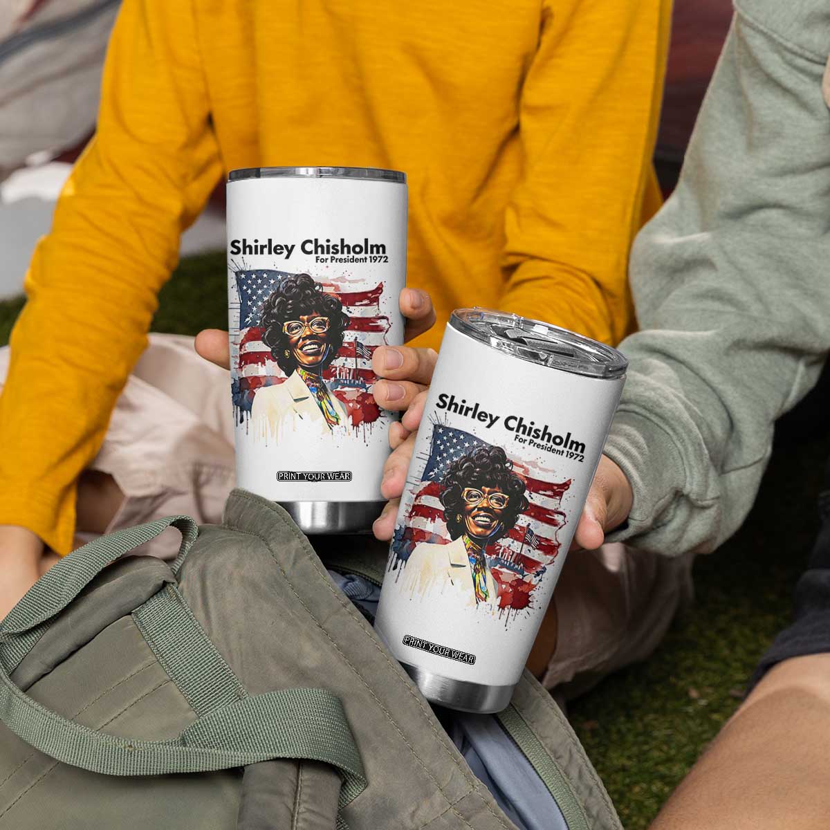 Shirley Chisholm For President 1972 With American Flag Tumbler Cup TS12 Print Your Wear