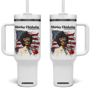 Shirley Chisholm For President 1972 With American Flag Tumbler With Handle TS12 One Size: 40 oz White Print Your Wear
