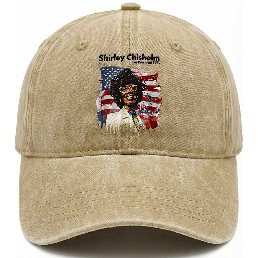Shirley Chisholm For President 1972 With American Flag Washed Cotton Baseball Cap TS12 Print Your Wear