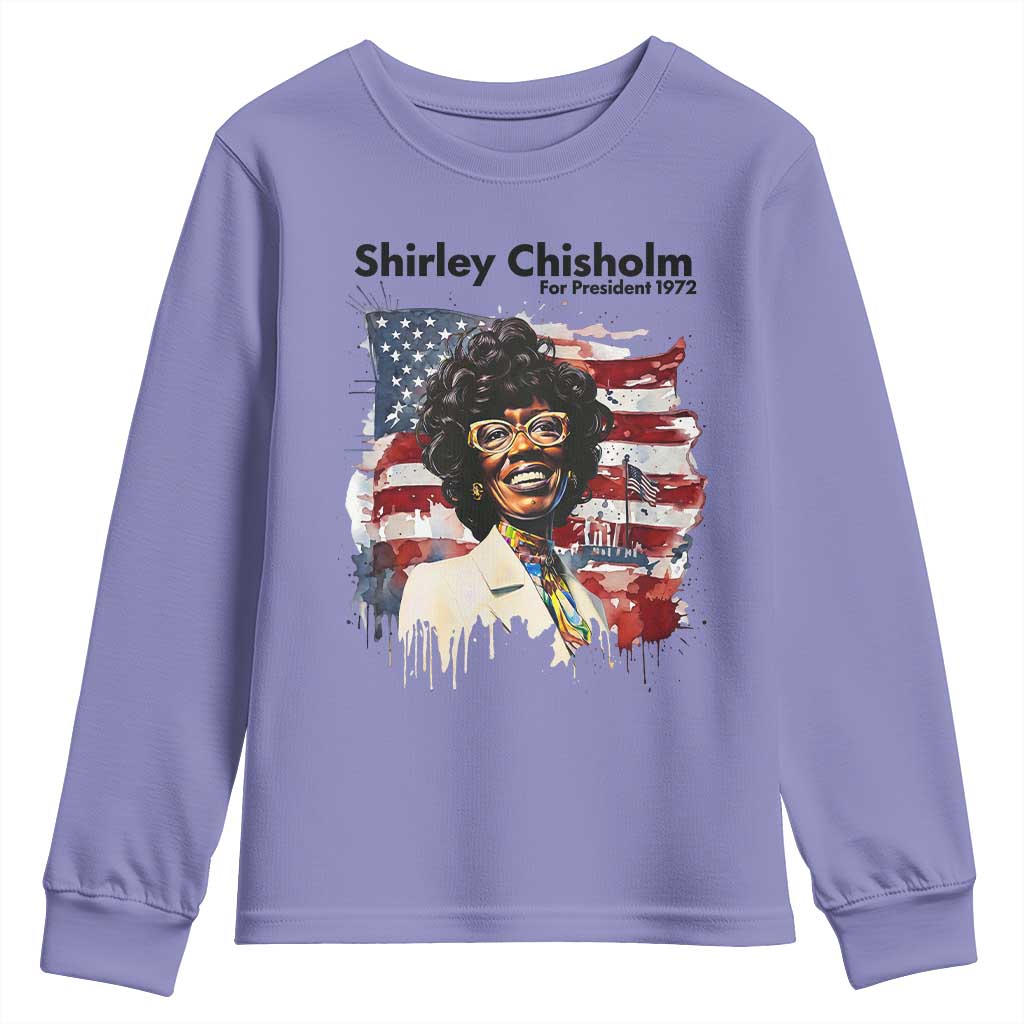 Shirley Chisholm For President 1972 With American Flag Youth Sweatshirt TS12 Violet Print Your Wear