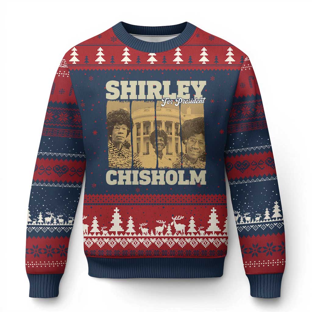 Shirley Chisholm For President Ugly Christmas Sweater Historic Women Leader TS12 Navy Red Print Your Wear