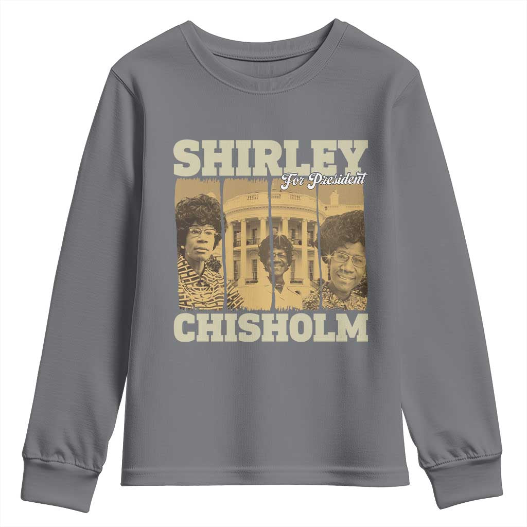 Shirley Chisholm For President Youth Sweatshirt Historic Women Leader TS12 Charcoal Print Your Wear