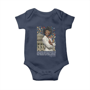Shirley Chisholm Civil Rights Leader Quote Baby Onesie Reject Stereotype TS12 Navy Print Your Wear