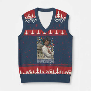 Shirley Chisholm Civil Rights Leader Quote V-Neck Knit Sweater Vest Reject Stereotype TS12 Navy Red Print Your Wear