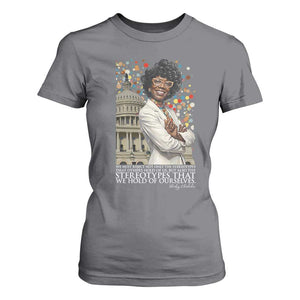 Shirley Chisholm Civil Rights Leader Quote T Shirt For Women Reject Stereotype TS12 Charcoal Print Your Wear