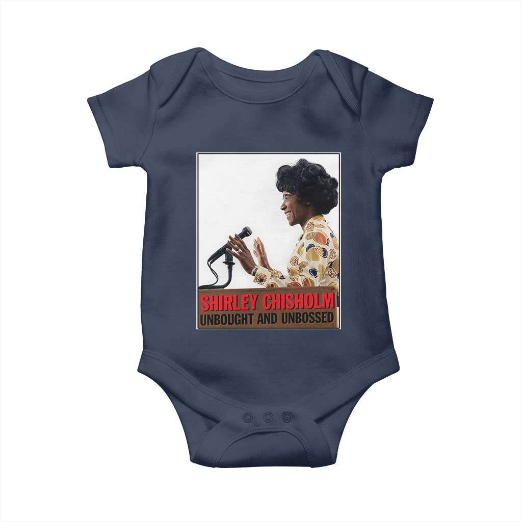 Shirley Chisholm Feminist Empowerment Baby Onesie Unbought And Unbossed TS12 Navy Print Your Wear