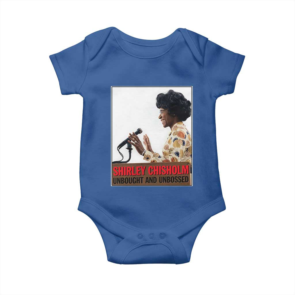 Shirley Chisholm Feminist Empowerment Baby Onesie Unbought And Unbossed TS12 Royal Blue Print Your Wear