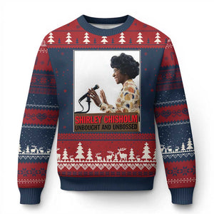Shirley Chisholm Feminist Empowerment Ugly Christmas Sweater Unbought And Unbossed TS12 Navy Red Print Your Wear