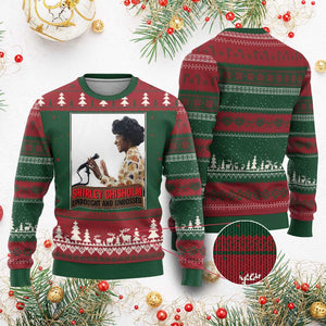 Shirley Chisholm Feminist Empowerment Ugly Christmas Sweater Unbought And Unbossed TS12 Red Green Print Your Wear