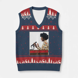 Shirley Chisholm Feminist Empowerment V-Neck Knit Sweater Vest Unbought And Unbossed TS12 Navy Red Print Your Wear