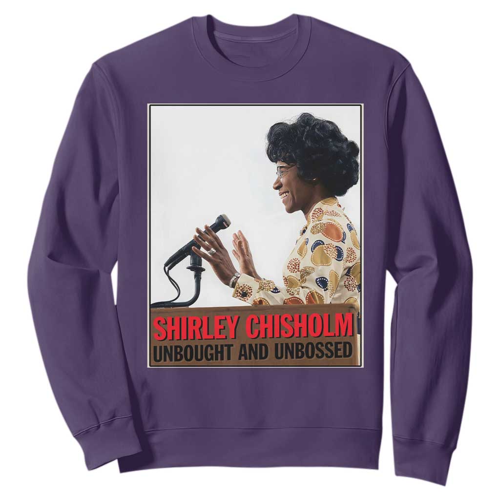 Shirley Chisholm Feminist Empowerment Sweatshirt Unbought And Unbossed TS12 Purple Print Your Wear