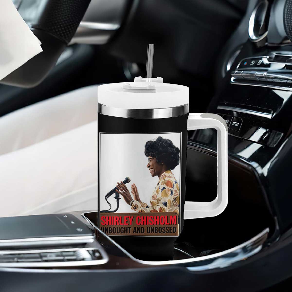 Shirley Chisholm Feminist Empowerment Tumbler With Handle Unbought And Unbossed TS12 Print Your Wear