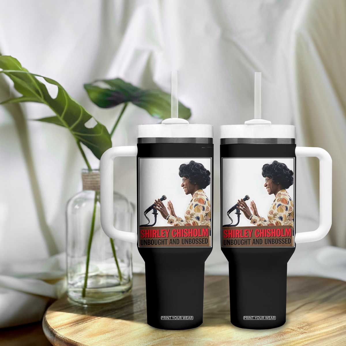 Shirley Chisholm Feminist Empowerment Tumbler With Handle Unbought And Unbossed TS12 Print Your Wear