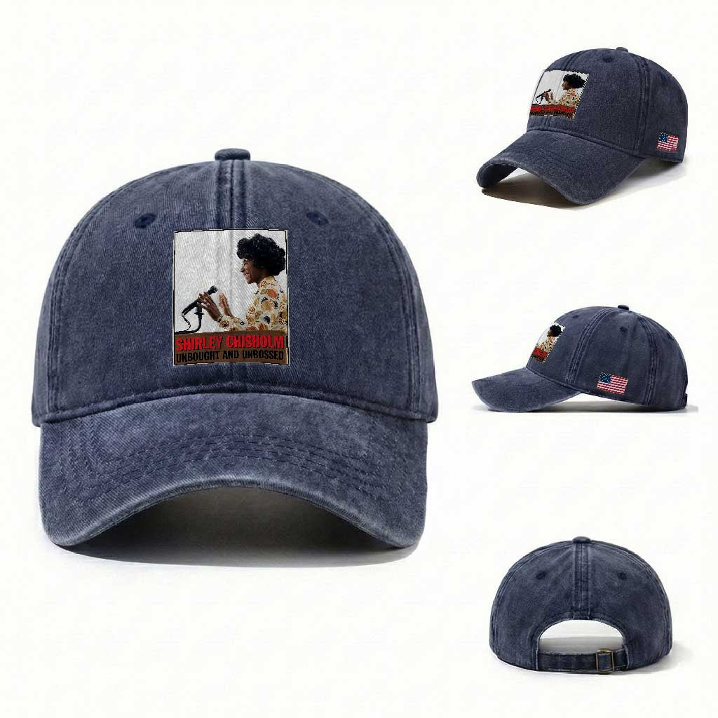 Shirley Chisholm Feminist Empowerment Washed Cotton Baseball Cap Unbought And Unbossed TS12 Washed Cap Universal Fit Navy Print Your Wear