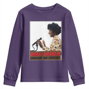 Shirley Chisholm Feminist Empowerment Youth Sweatshirt Unbought And Unbossed TS12 Purple Print Your Wear