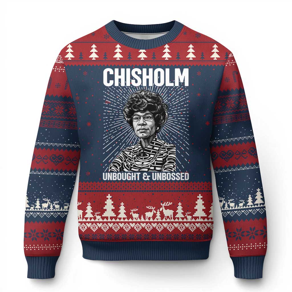 Shirley Chisholm Unbought And Unbossed Feminist Ugly Christmas Sweater TS12 Navy Red Print Your Wear